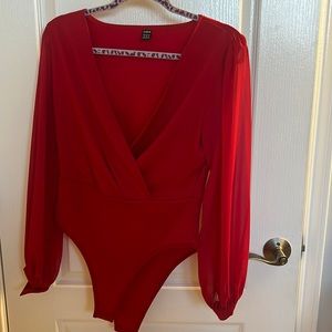Burgundy long sleeve bodysuit